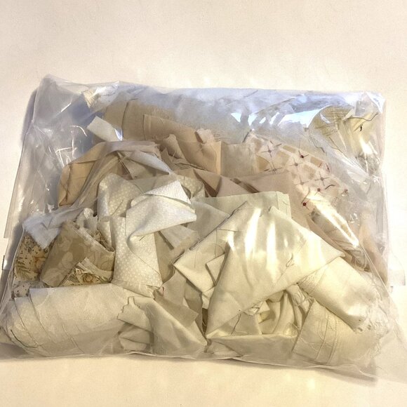 A Bag of Cream Fabric Scraps For Crumb Quilting Animal Stuffing Sewing Projects - Picture 1 of 3